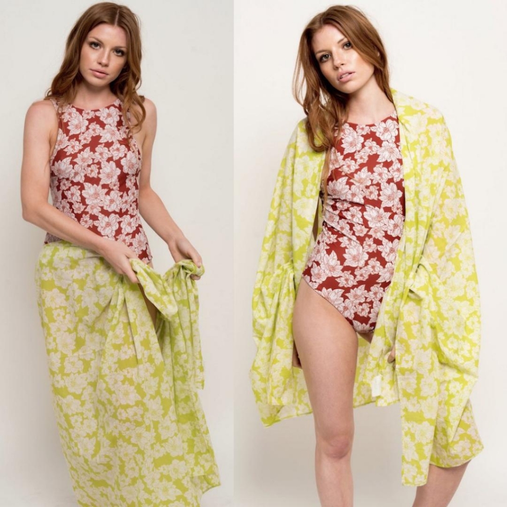 New acacia neon magnolia kuau pareo coverup OS gre